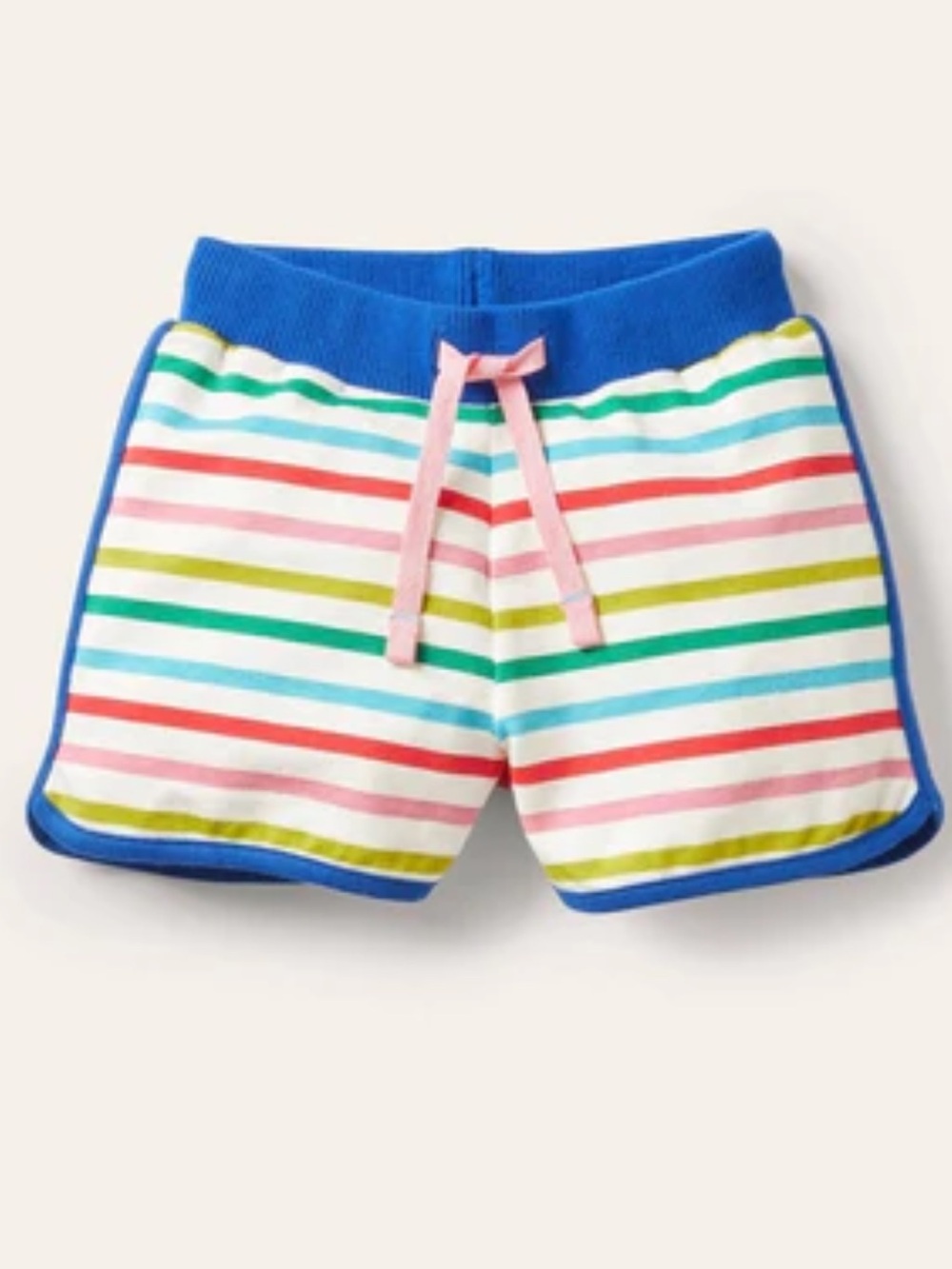 Mini Boden Kid's Girls Retro Printed Shorts in Multi Rainbow Stripe Size 8 Youth